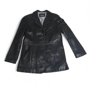 Adler Collection Black Genuine Leather Lambskin Coat Women L 90s Jacket